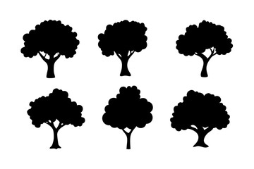 Tree with Rounded Leaves and Branches Icon Vector Illustration