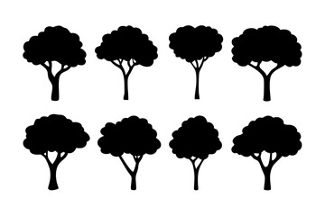 Tree with Rounded Leaves and Branches Icon Vector Illustration