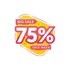Fototapeta premium Special discount 75% Off Badge Design. Discount number banner flat design
