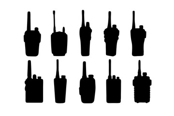 Naklejka premium Walkie Talkie Black Silhouette Icon Vector Illustration