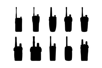 Naklejka premium Walkie Talkie Black Silhouette Icon Vector Illustration
