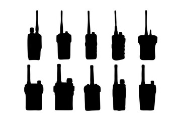 Naklejka premium Walkie Talkie Black Silhouette Icon Vector Illustration