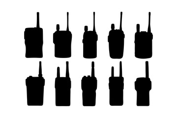 Naklejka premium Walkie Talkie Black Silhouette Icon Vector Illustration