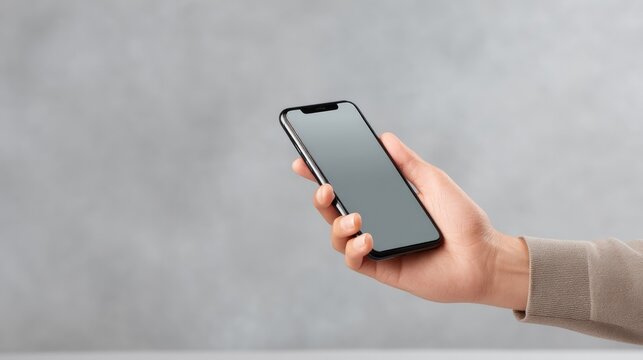 hands holding credit card and smartphone screen displaying online banking app minimalistic setup with copy space