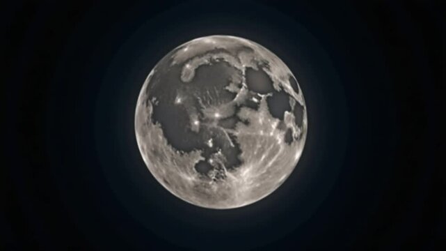 Majestic full moon illuminating the night sky with intricate surface details
