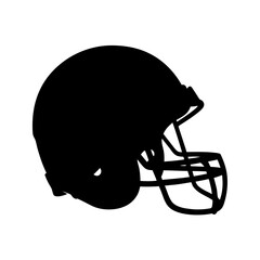 American Football Helmet Protection Black Silhouette Vector Illustration