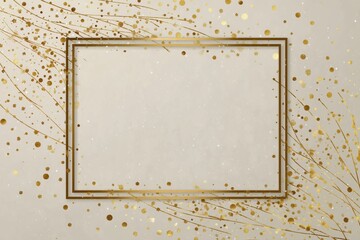 Elegant gold frame with splatter art on beige background