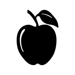 Black Apple Fruit Minimalist Silhouette Icon Vector Illustration