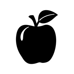 Black Apple Fruit Minimalist Silhouette Icon Vector Illustration