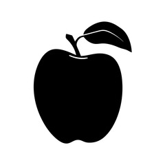 Black Apple Fruit Minimalist Silhouette Icon Vector Illustration