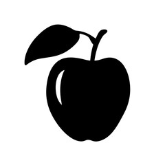 Black Apple Fruit Minimalist Silhouette Icon Vector Illustration