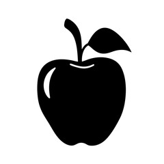 Black Apple Fruit Minimalist Silhouette Icon Vector Illustration