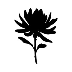 Black Aster Flower Minimalist Silhouette Vector Illustration