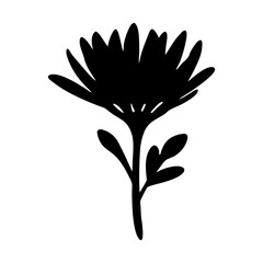 Black Aster Flower Minimalist Silhouette Vector Illustration