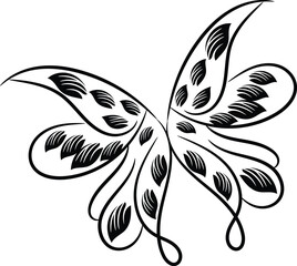 Obraz premium Ornate Black and White Butterfly Wing Design Illustration