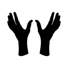 Obraz premium Black Silhouette of Two Open Hands Reaching Up Icon Isolated vector illustration