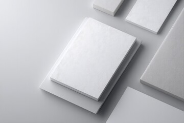 minimalistic arrangement of event supplies on simple clean background with ample copy space