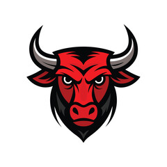 Angry Bull Head Mascot Logo Front Facing
