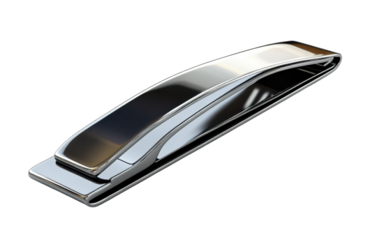 A gleaming chrome nail clipper embodies cleanliness and self care for a confident personal on transparent background