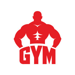 Bold Bodybuilder Silhouette Logo with Gym Name