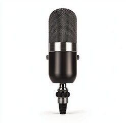 Classic Black Microphone on White Background for Audio Production