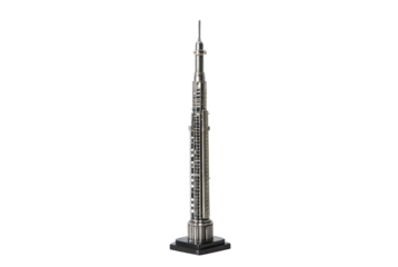 PNG Detailed model of iconic tall skyscraper against black backdrop