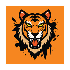Graffiti Style Tiger Head Logo with Bold Details