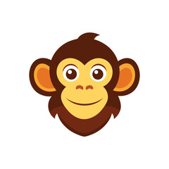 Front Facing Cartoon Monkey Head Mascot Logo