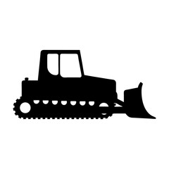 bulldozer with tracks and blade icon isolated on white vector illustration