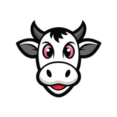 Expressive Cartoon Cow Head Mascot Logo Design