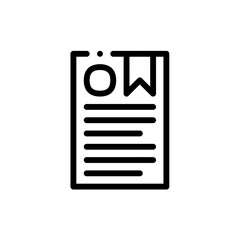 Flat Design Document Icon with Flag Bookmark Symbol and Text Lines