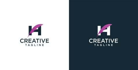 Initial H letter logo and feather symbol. Feather design elements, Initial H letter logo icon, Initial Logo Template