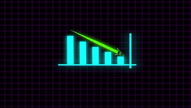 Animated down graph icon designed in flat icon style, business or finance concept icon. Finance, Business Info graphic animation, Bar graph.