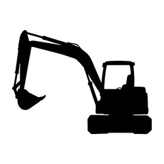 compact excavator black silhouette icon isolated vector illustration