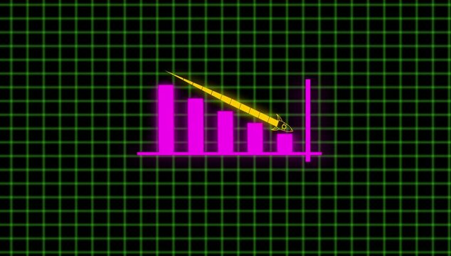 Animated down graph icon designed in flat icon style, business or finance concept icon. Finance, Business Info graphic animation, Bar graph.
