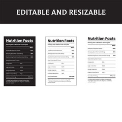 Nutrition facts label and nutritional value of Peanut Butter. Editable and resizable templates of nutrition facts, supplement facts and vitamin facts.
