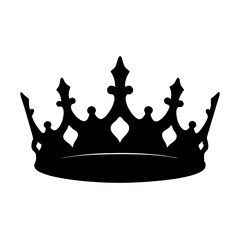 crown black silhouette icon isolated on white background vector illustration