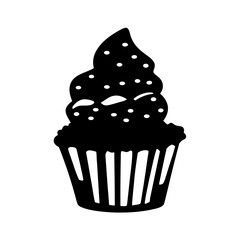 decorative cupcake black silhouette icon isolated vector illustration