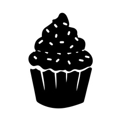 decorative cupcake black silhouette icon isolated vector illustration