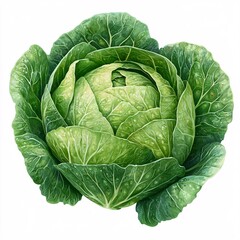 Obraz premium Pixel art green cabbage head on white background