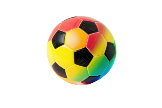 PNG Colorful gradient soccer ball featuring black hexagonal patterns