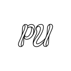 PU monogram logo design letter text name symbol monochrome logotype alphabet character simple logo