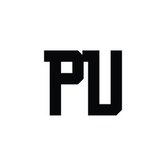 PU monogram logo design letter text name symbol monochrome logotype alphabet character simple logo