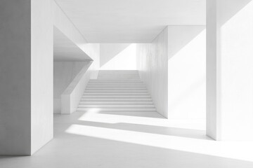 Obraz premium White, minimalist interior. Sunlight streams through