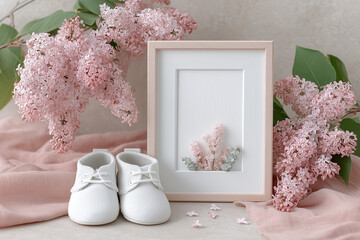 baby shoes on wooden background