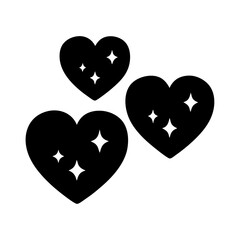 hearts with sparkling stars black silhouette vector illustration