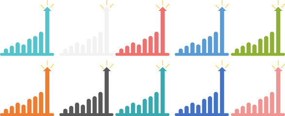 棒グラフのグラフィック素材イラストセット