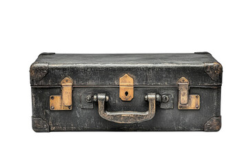 A worn vintage suitcase evoking journeys of yesteryear holding stories and memories through on transparent background