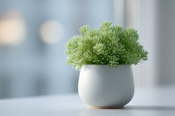 minimalistic image of modern green office workspace with sustainable materials natural light and plants showcasing