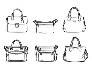 Handbag line art vector illustration